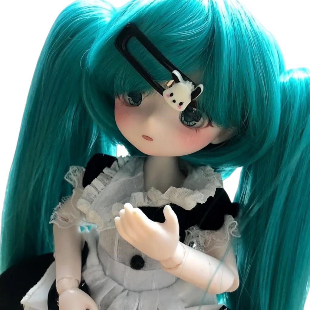 Green Twin Tail BJD Doll 3 Face Plates Maid Outfit Movable Joint Collectible Anime Girl Figure Dress Up Toy Gift For Doll Lovers