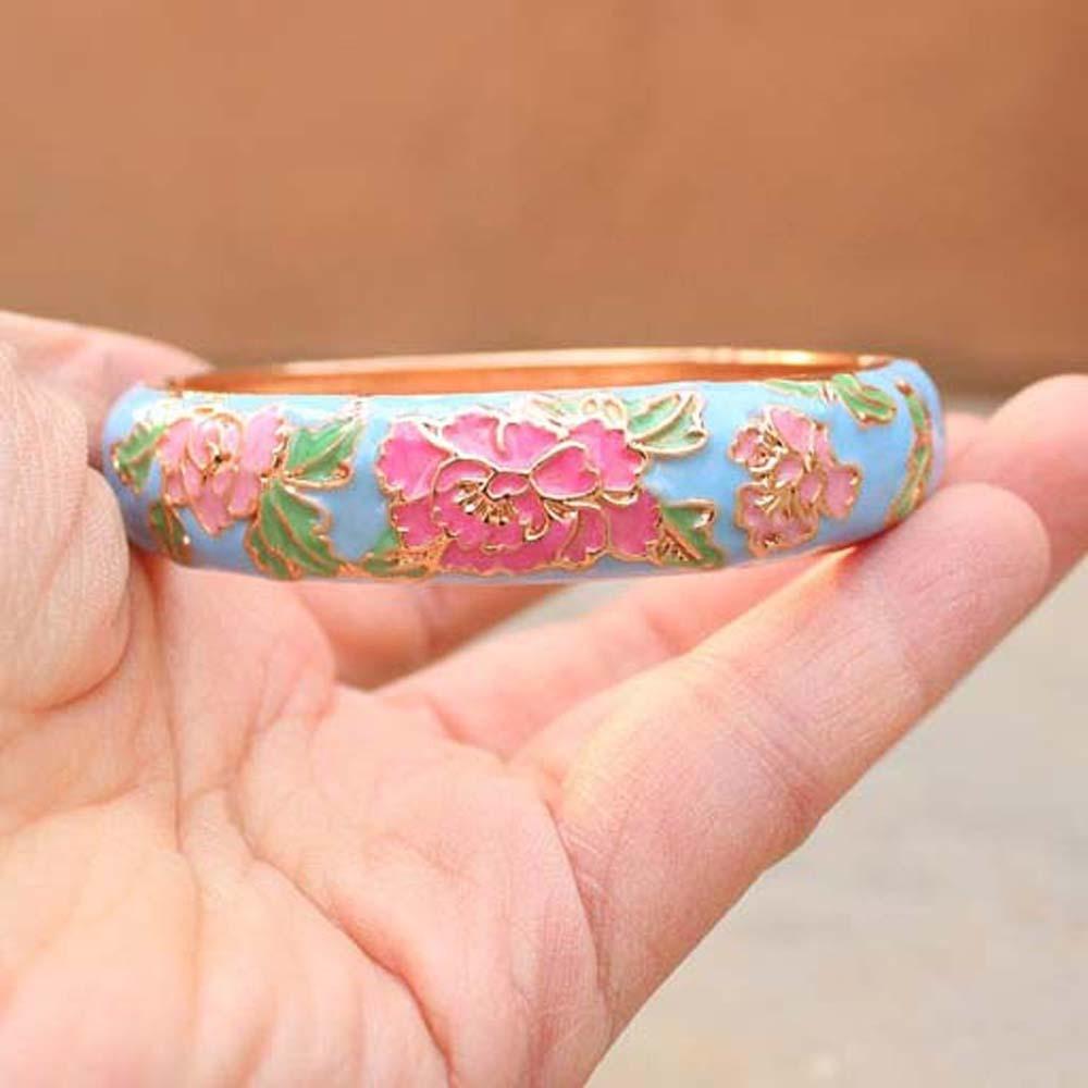 Traditional Filigree Enamel Bangle Hanfu Accessories Hollow Out Peony Bracelet Versatile