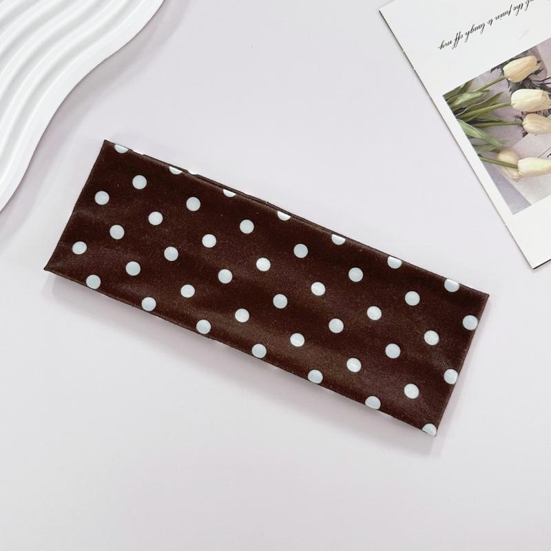 Retro Boho Dot Women's Hairband Stretchy Wide Headband Korean Fashion for Yoga Sports Dating - Stylish Hair Accessories