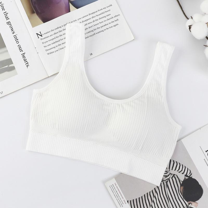 Soutien-gorge de sport bandeau sans couture côtelé à larges bretelles