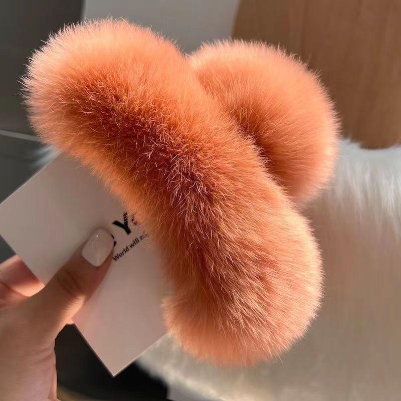 Really Rex Rabbit Hair Extra Large Grab Clip Temperament Clip Hairpin New Cute Plush Headdress Hair Grab Hair Accessories.