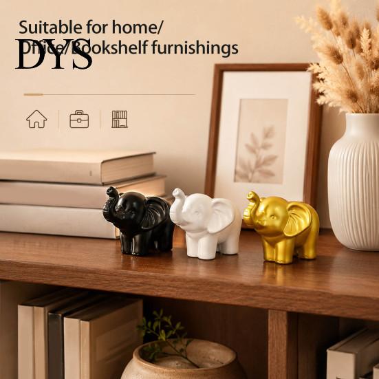 Decorative Desktop Accessories Mini Resin Elephant Figurine, Good Luck Statue Tabletop Decor, Compact Animal Figures for Study Small Ornament