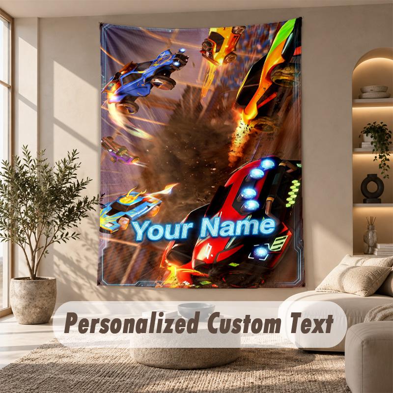 Arazzo Rocket League, Testo Personalizzato Personalizzato, Arazzo da Appendere a Parete per Soggiorno Decorazione Murale per la Casa
