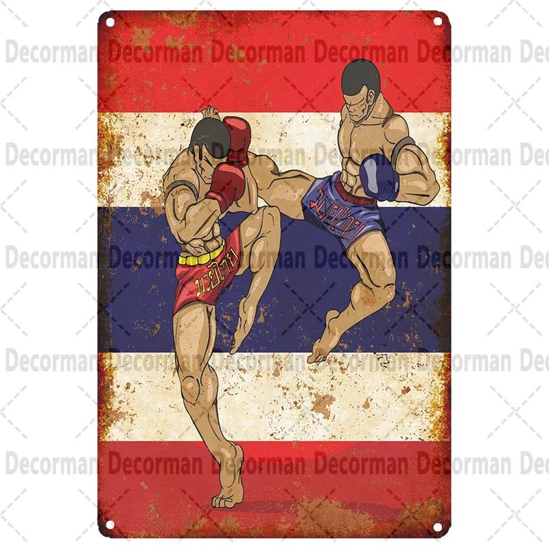 [ Mike86 ] Muay Thai Blechschild Wand Haus Boxen Thailand Metall Poster Kunst Malerei Kneipe LTA-3188 20*30 CM Vintage Dekoration