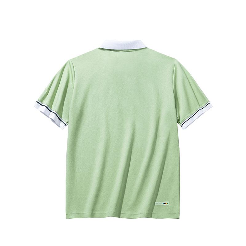 Anta Comfortable Versatile Breathable Color Block Striped Short Sleeve Polo Shirt Women Tops Yuanli-Green 162438140-2
