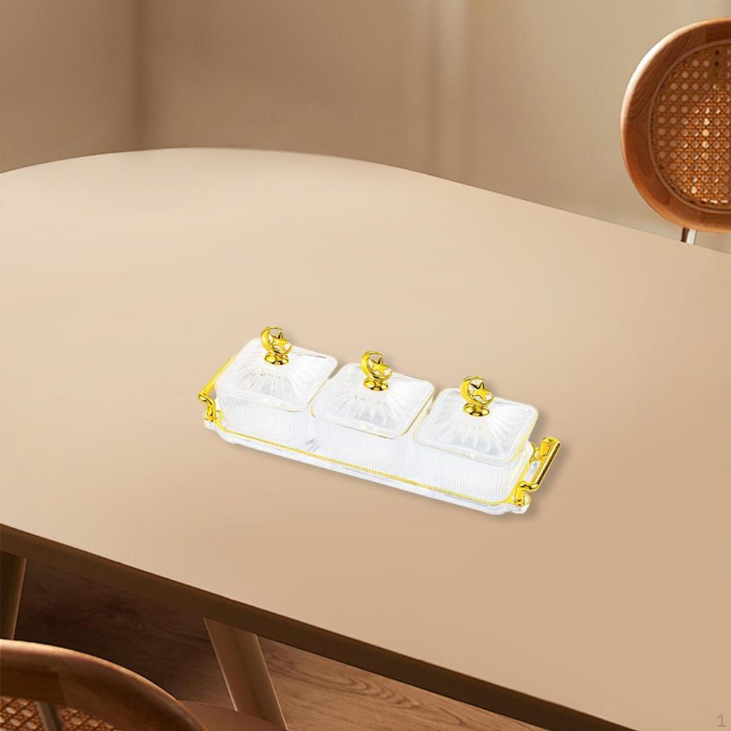 Divided Serving Bowl, Appetizer Plate, Multi-purpose Candy And Nuts Bowl with Lid, Dry Fruit Tray