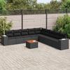 VidaXL Garden Lounge Set 10 Pcs with Cushions Black Wicker 3225488