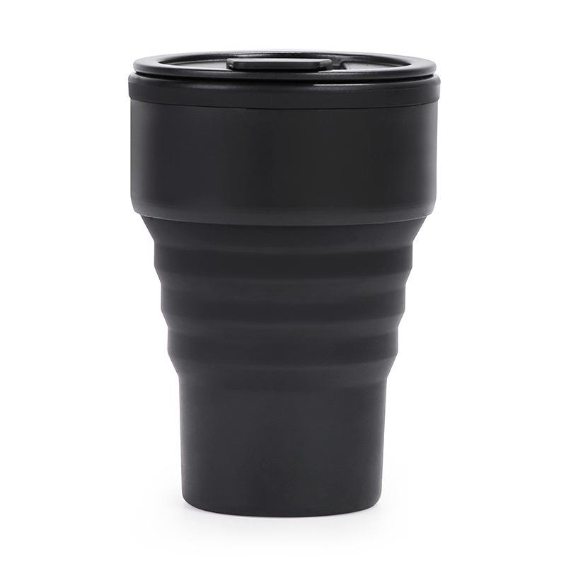 Creative Silicone Collapsible Coffee Cup - Portable Outdoor & Office Use 375ml чёрный