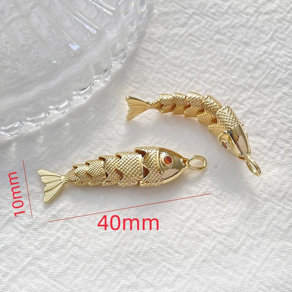 Copper Gold Fish Shaped Pendants Gold Color Pave Red Zircon Ocean Jewelry Pendants For Diy Necklace Bracelet Making Supplies 1PC