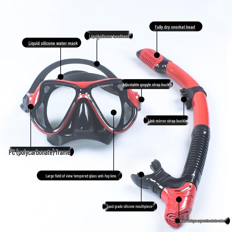 Shabate Adult Anti-Fog Diving Mask & Snorkel Set