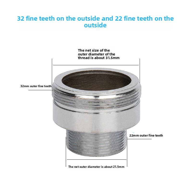 Faucet Adapter 22 Turn 16 18 20 22 24 26 28 30 32mm Internal and External Fine Tooth Faucet Conversion Thread Accessories