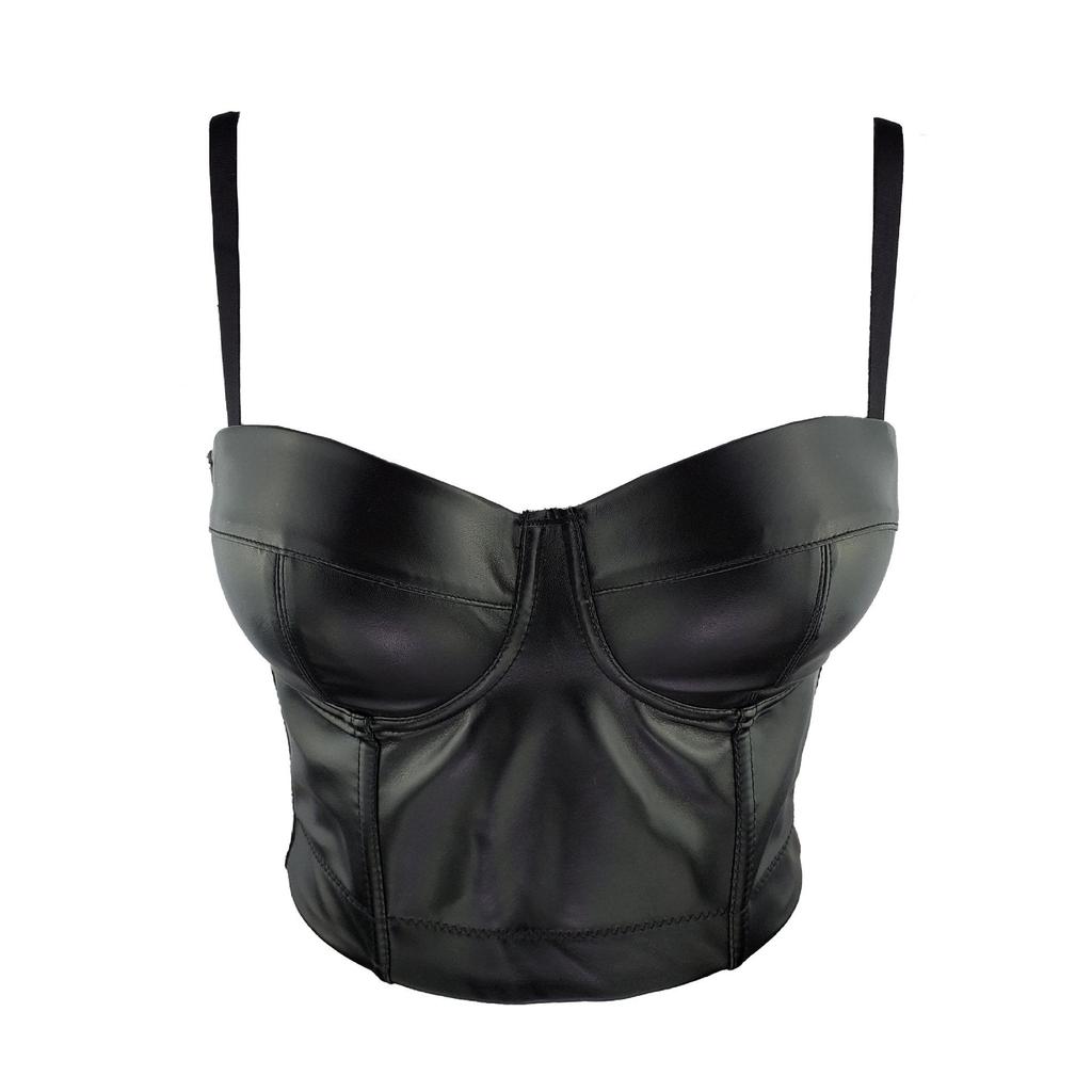 Sexy Leather Womens Vest Suspenders Solid Color Elastic Bra Wrap For Summer