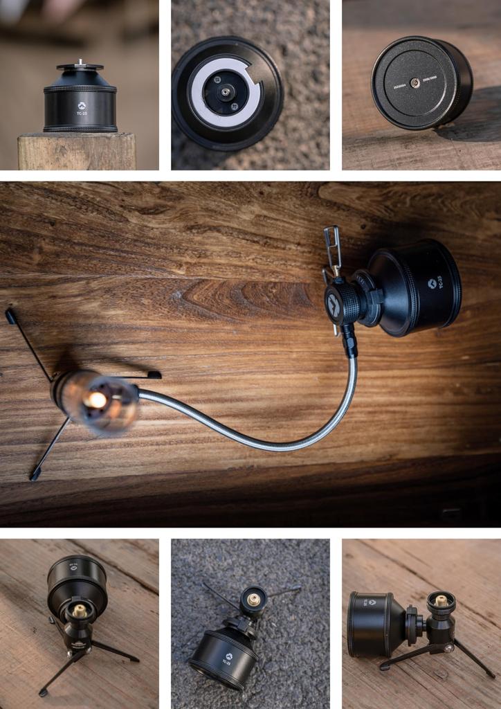 CAMPING MOON Camping Pocket Tank CB-Type Gas Lantern with Torch Burner, Outdoor Attachment, Black Gear BKTC-25