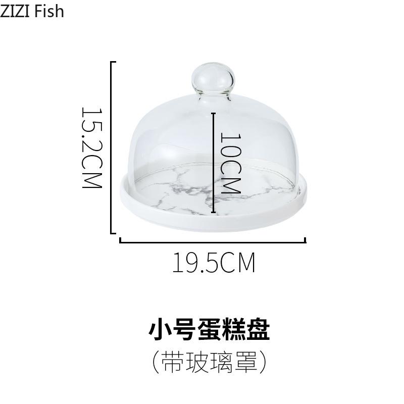 Imitation Marble Ceramics Cake Tray Glass Cover Cake Dessert Display Stand Fondant Cake Decorating Tools