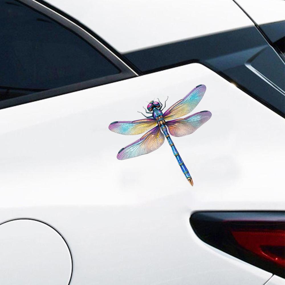 QT2469# Dragonfly Multi-Color Iridescent Waterproof Car Decorative Decal, Suitable for Cars, Laptops, Bumpers, Glass Window Sticker
