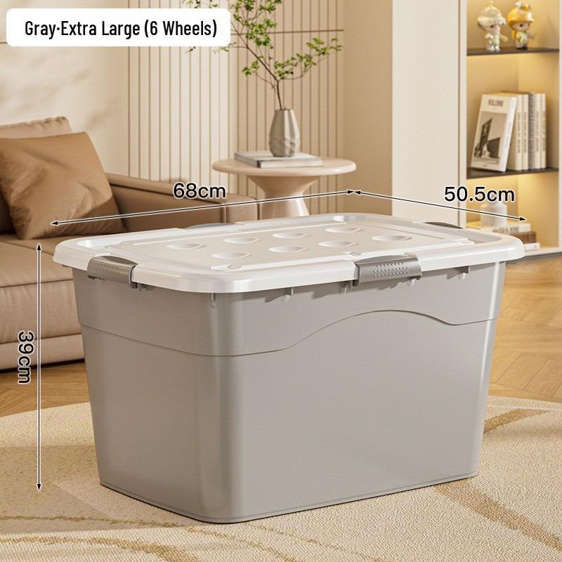 Extra Large Plastic Storage Box with Wheels for Toys, Snacks, Clothes - Thickened Container for Living Room & Bedroom