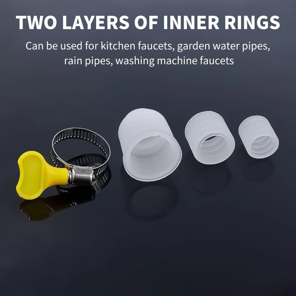 Adjustable Rubber Water Tap Converters with Clamp Faucet Extenders