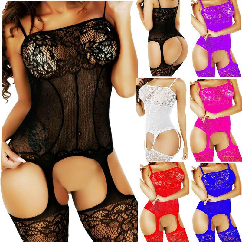 Women Lingerie Sexy Body Stocking Sleepwear Lace Teddy Dress Nightwear Babydoll