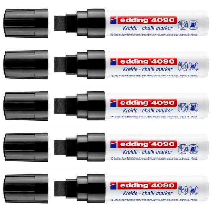 Marqueurs Craie Liquide - EDDING - Lot de 5 - Noir - Pointe Large 4-15 mm