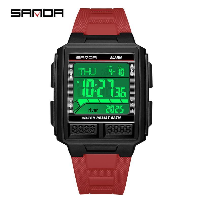 SANDA Youth Sports Luminous Waterproof Multifunction Watch with World Time & Alarm