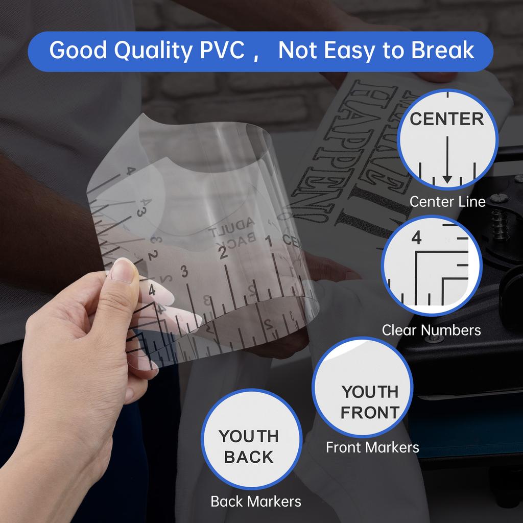 10 Pcs Vinyl Alignment Ruler Set Heat Press Logo Placement PVC Acrylic Guides T-shirt Craft Sewing Tool Kit