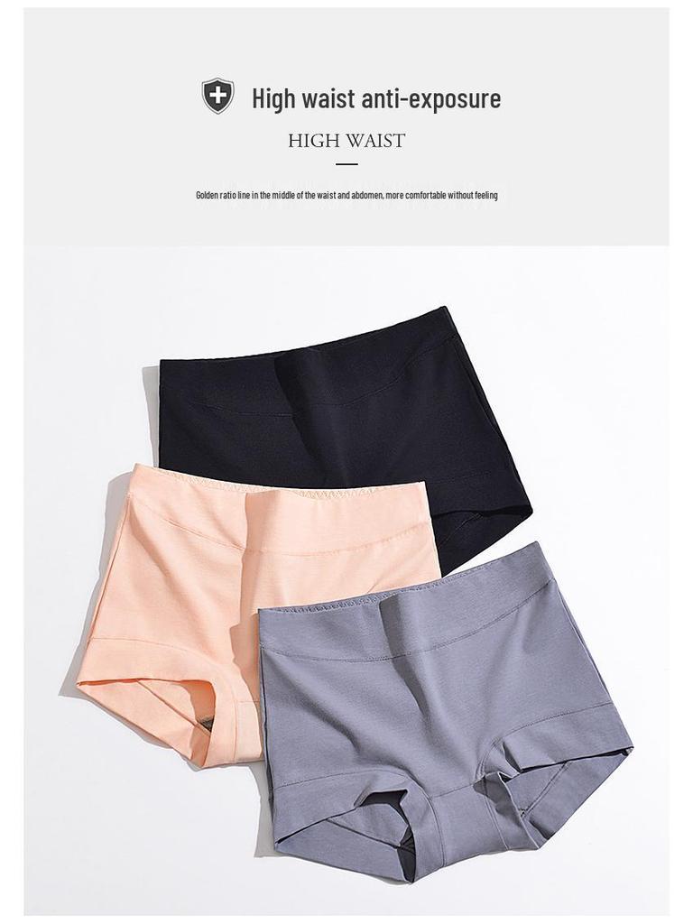 Damen Boyshorts mit hohem Bund und Bauchkontrolle: Einfarbig, Atmungsaktive Baumwolle, Bequeme Unterwäsche mit antibakteriellem Graphen-Zwickel