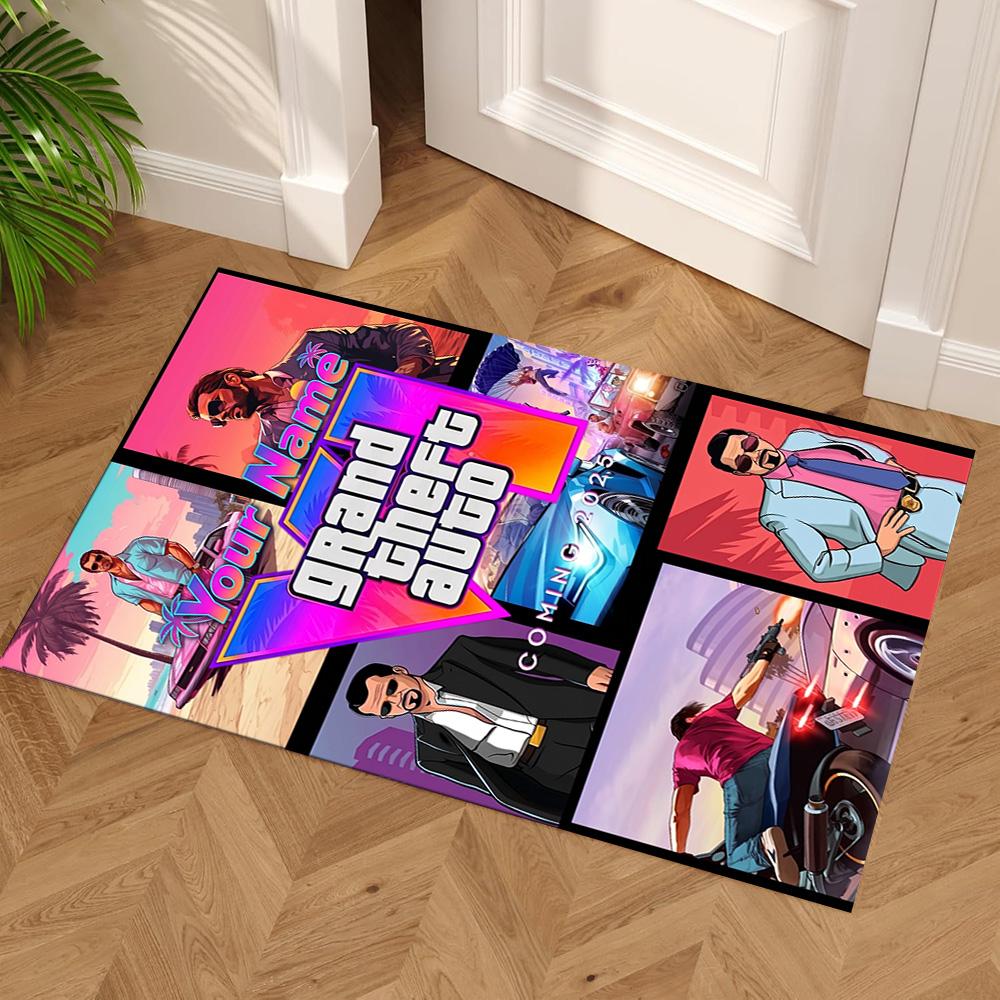 Grand Theft Auto Personalized Name Floor Mat Suitable for Playrooms Dining Room Kitchen Foyer Anti-slip Rug Office home decor Gift for Festivals