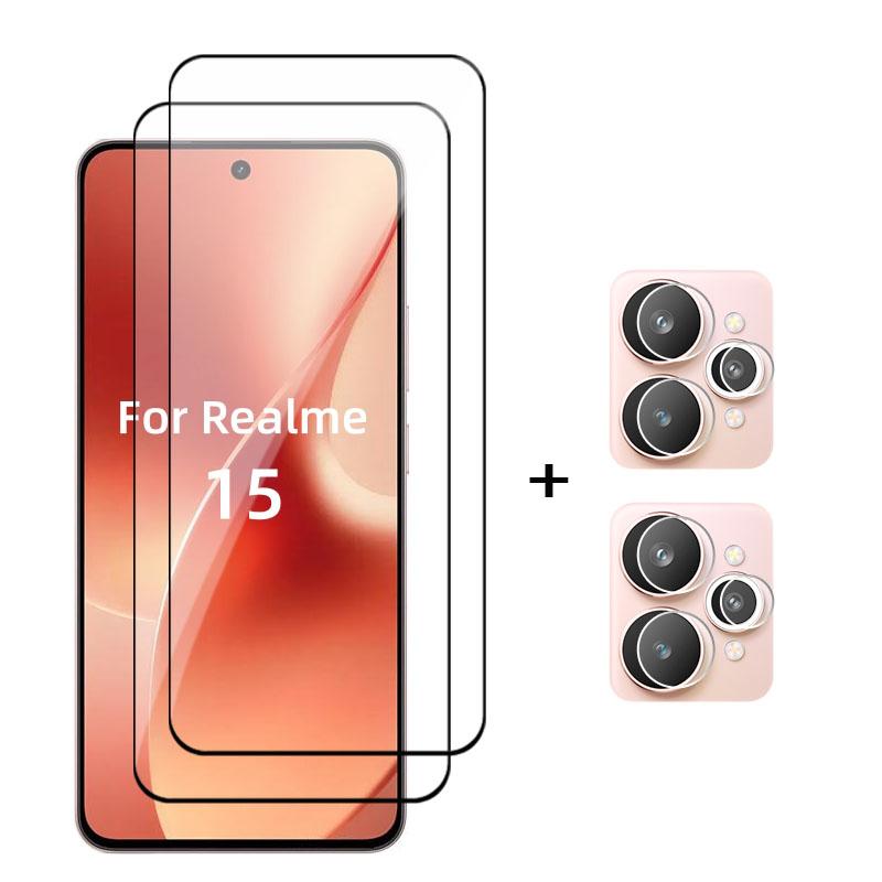 6in1 Glass For Realme 15 5G Full Cover Tempered Glass Realme 15 Screen Protector Protective Phone Lens Film For Realme 15