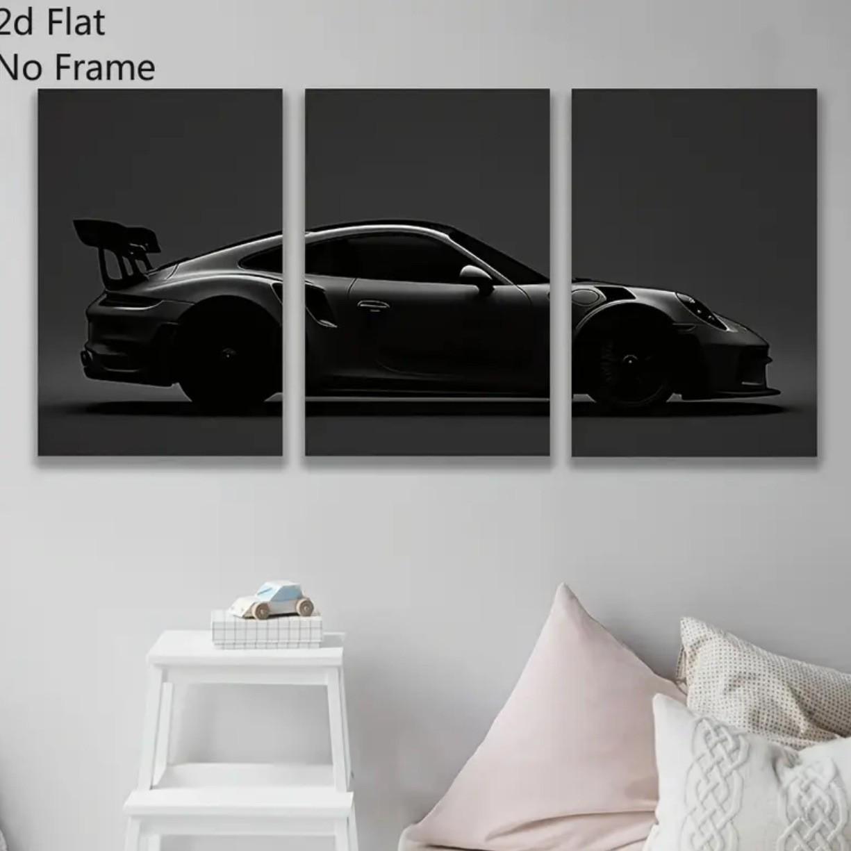 Modern Sports Car Wall Art: Oil Canvas Painting with Pine Wood Frame 10x15