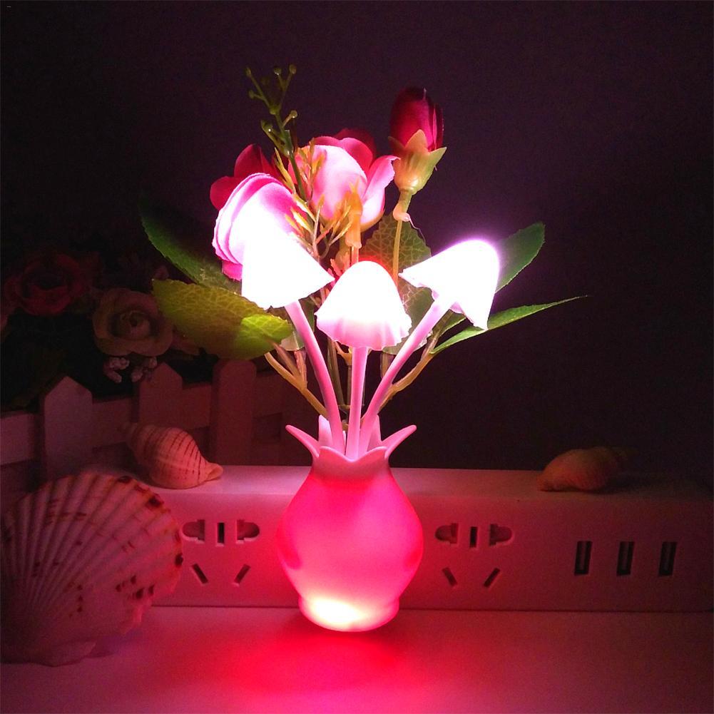 Led Night Light Luminous Colorful Flower Lamp Intelligent Light Control For Home Bedroom Decoration (us Plug)