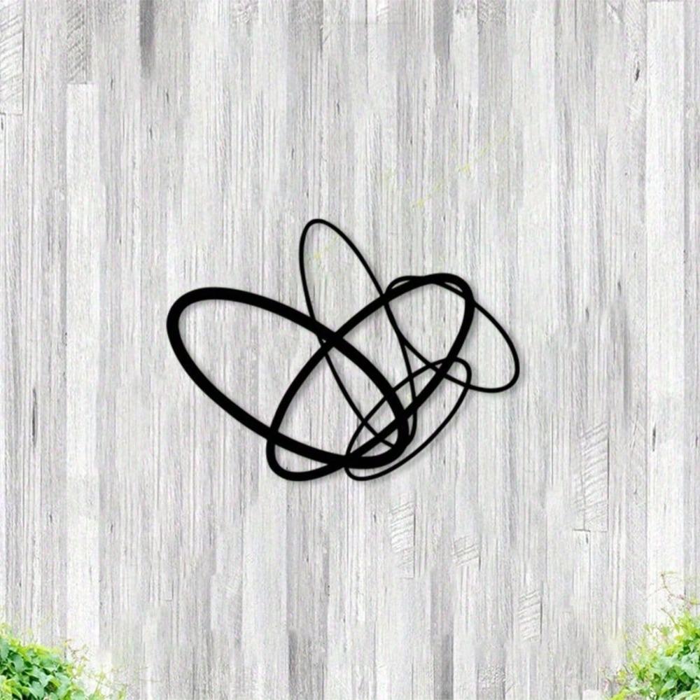 Modern Minimalist Black Glossy Interlocking Metal Wall Art for Indoor Outdoor Decor