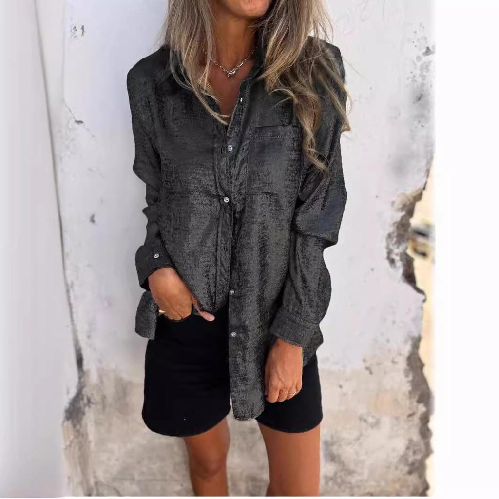 2024 European & American Spring Collection: Women's Casual Suede Lapel Shirt