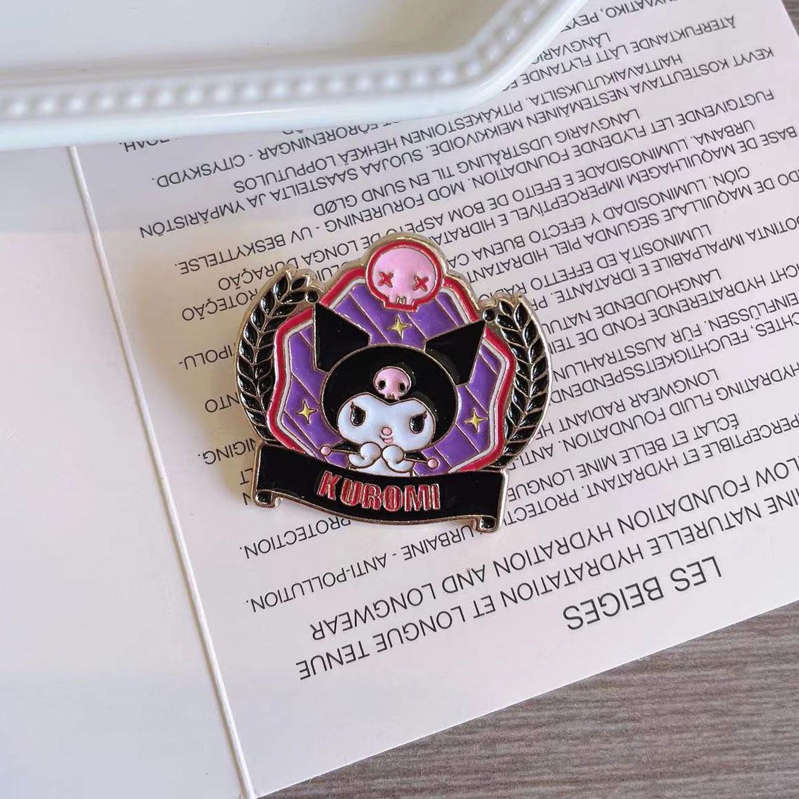 Sanrio Kuromi & Cinnamoroll Cartoon Brooch - College Style Metal Badge 4x3.5 cm