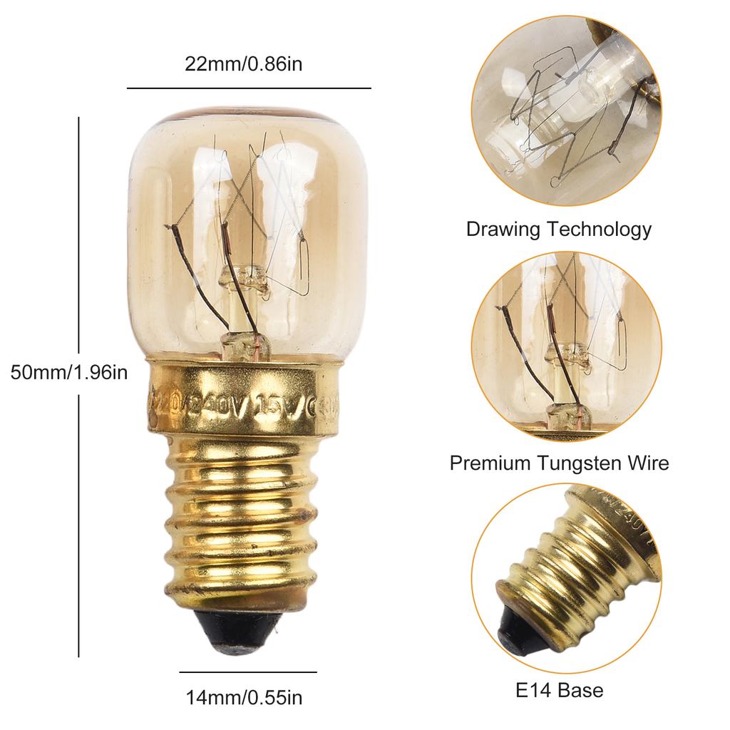 4PCS E14 Salt Lamp Globe Bulb 15W 25W Light Bulbs 240V Refrigerator Oven Replacement Heat-resistant Oven Light