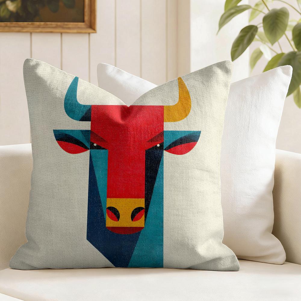 Geometric Bauhaus Art Cushion Cover Summer Linen Pillow Case Organic Fabric Cushion Cover DoubleSided Print Sofa Home Decor
