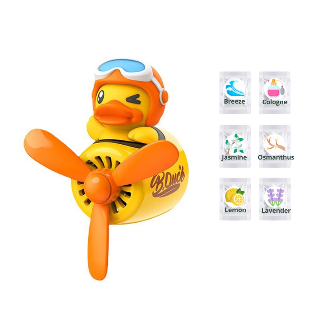 KUKII Pilot Bear Car Air Freshener - Rotating Propeller Vent Diffuser with Essential Oil Tablets, Aviation Design, With 6 Fragrance refill