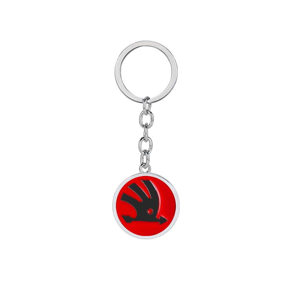 WOHE7 Car Logo Keychain Key Ring Chain Pendant Gifts For Skoda Octavia Kodiaq Fabia Karoq Superb Rapid Felicia RS Hubcap Accessories