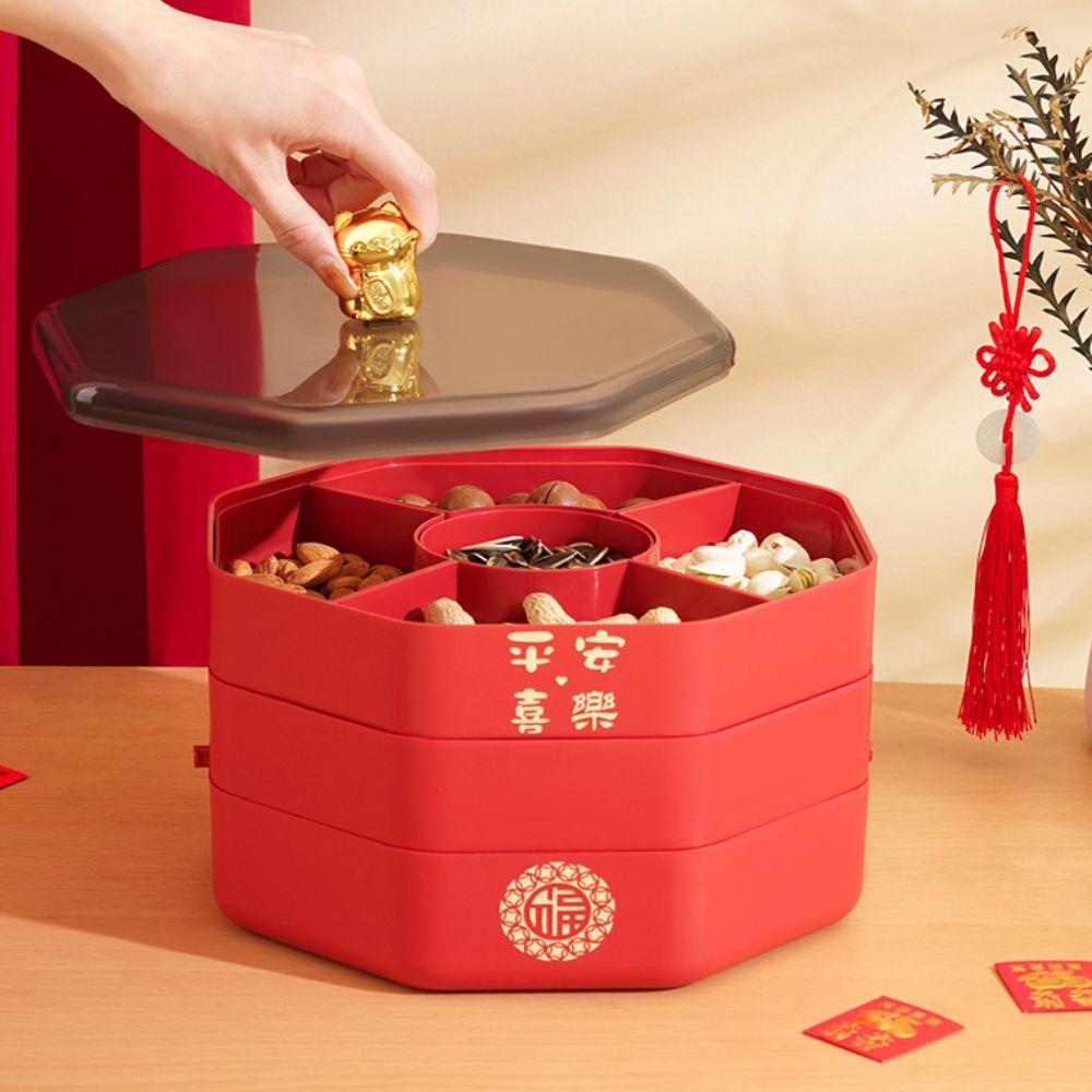 Multi-layered Spring Festival Nuts Tray Octagon Dried Fruits Plate  Living Room