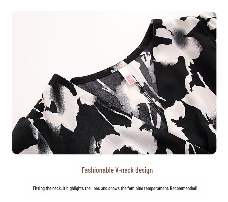 Vestido Floral de Verano Talla Grande - Manga Corta, Cintura Definida, Estilo Delgado