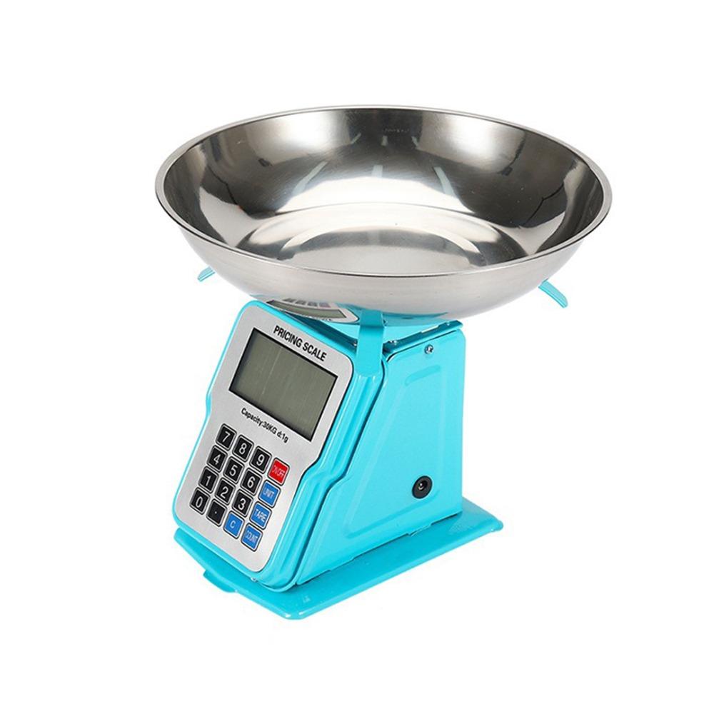 New Stainless Steel Kitchen Scale 30Kg Thickened Electronic Scale Multifunctional Accurate Weighing Balance Supermarkets синий
