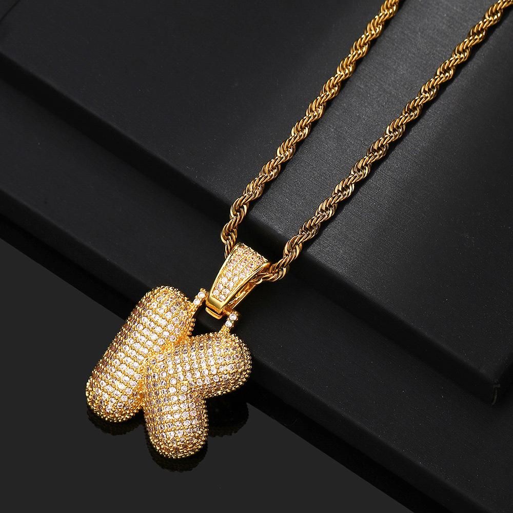 Hip Hop 26 English Letter Pendant Rap Simple Fat Letter Pendant Unisex Necklace