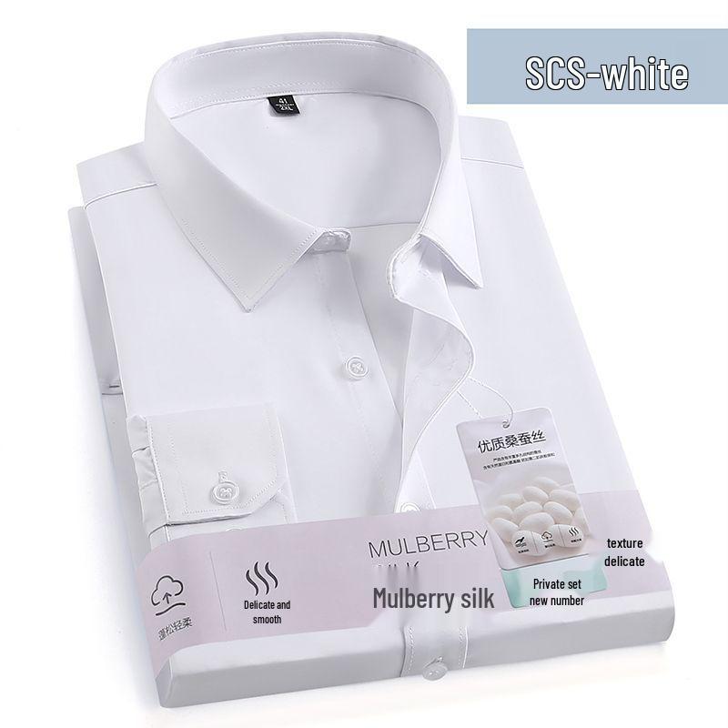 

Men s Wrinkle-Resistant Mulberry Silk White Long Sleeve Shirt 47 (210-230 lbs) білий