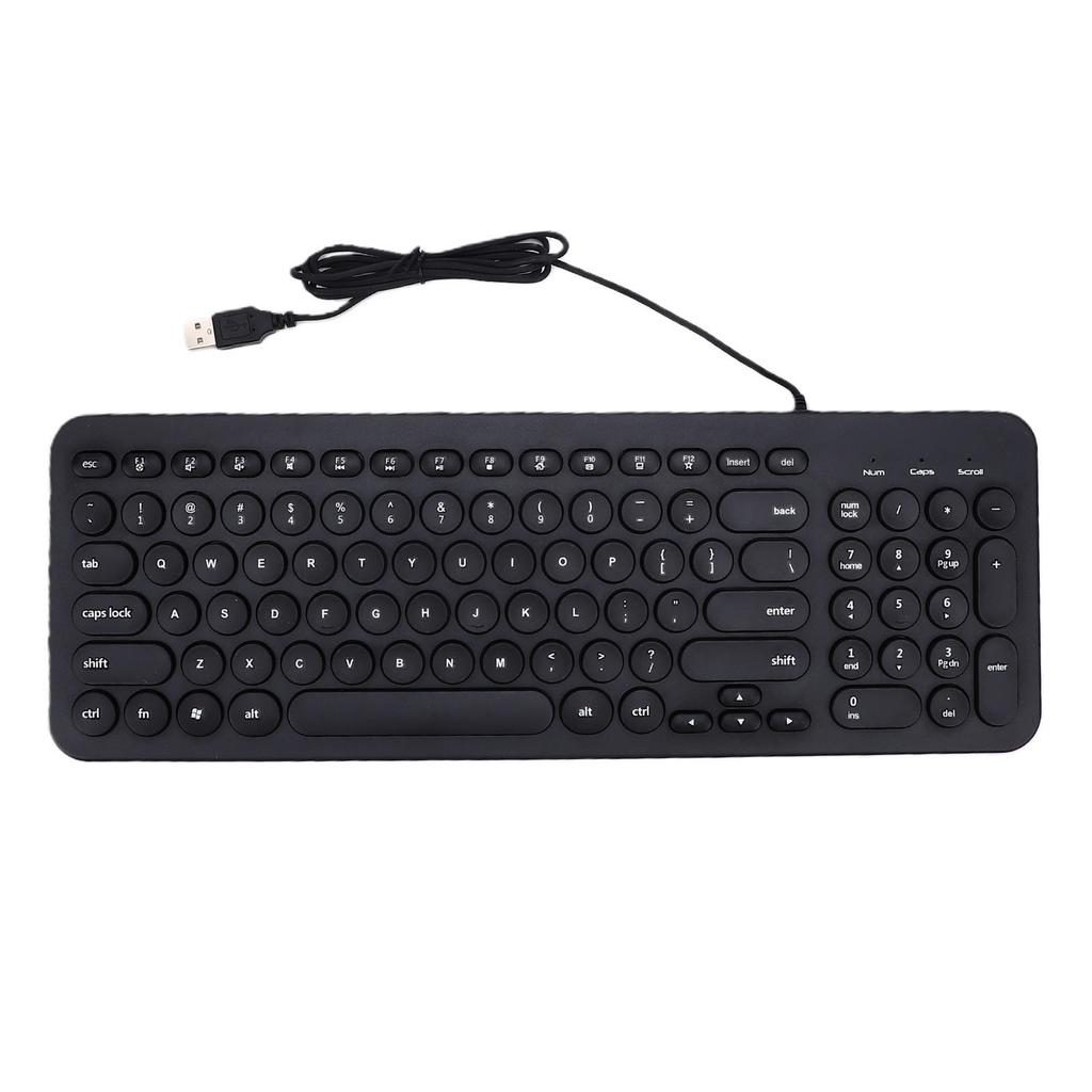 Small Wired Keyboard Multifunctional Zero Latency Quiet Round Keys Compact USB Laptop Keyboard