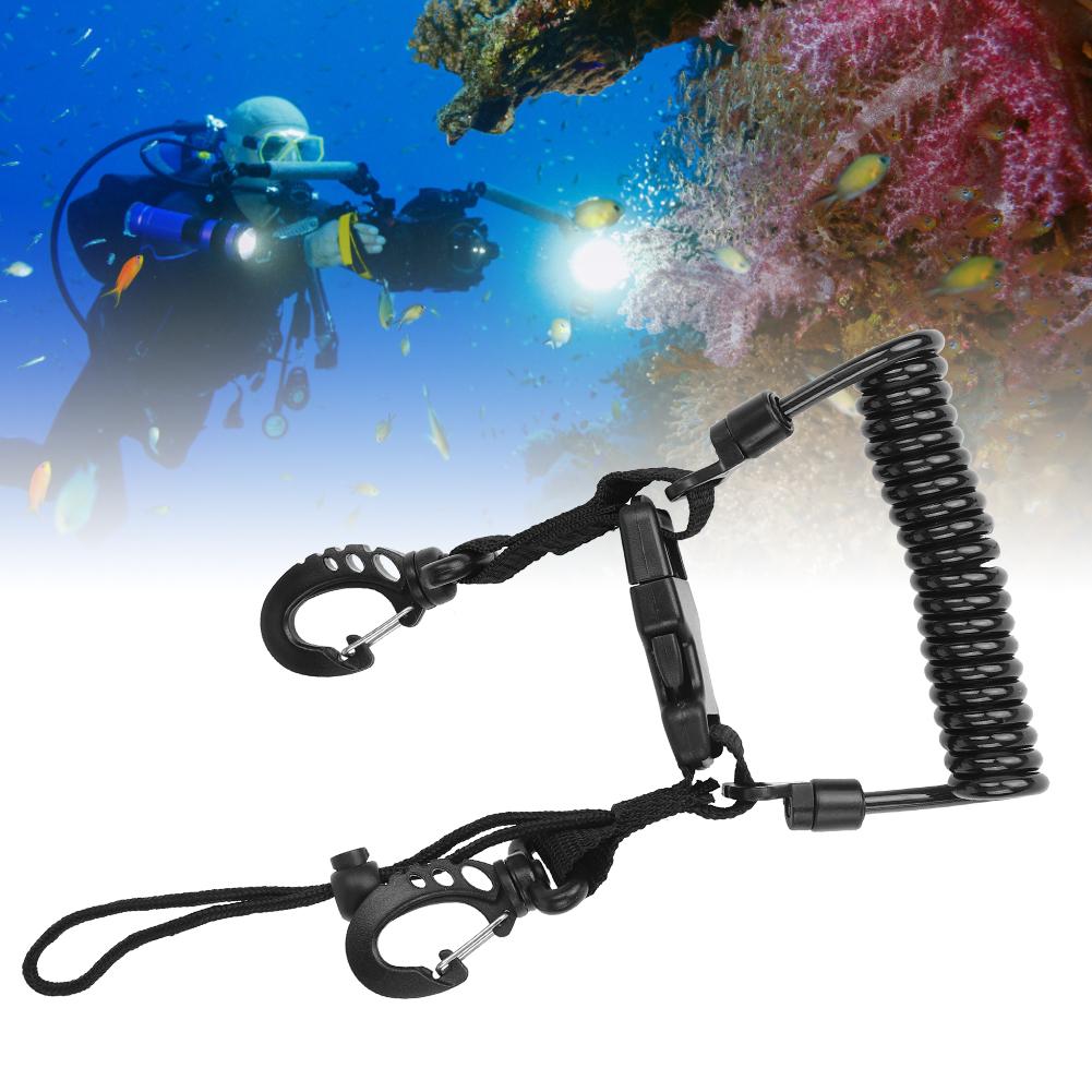 Steel Wire Camera Diving Waterproof Case Safe Quick Release Connection Hanging Buckle Spring Rope Anti Lost Strap(Black )