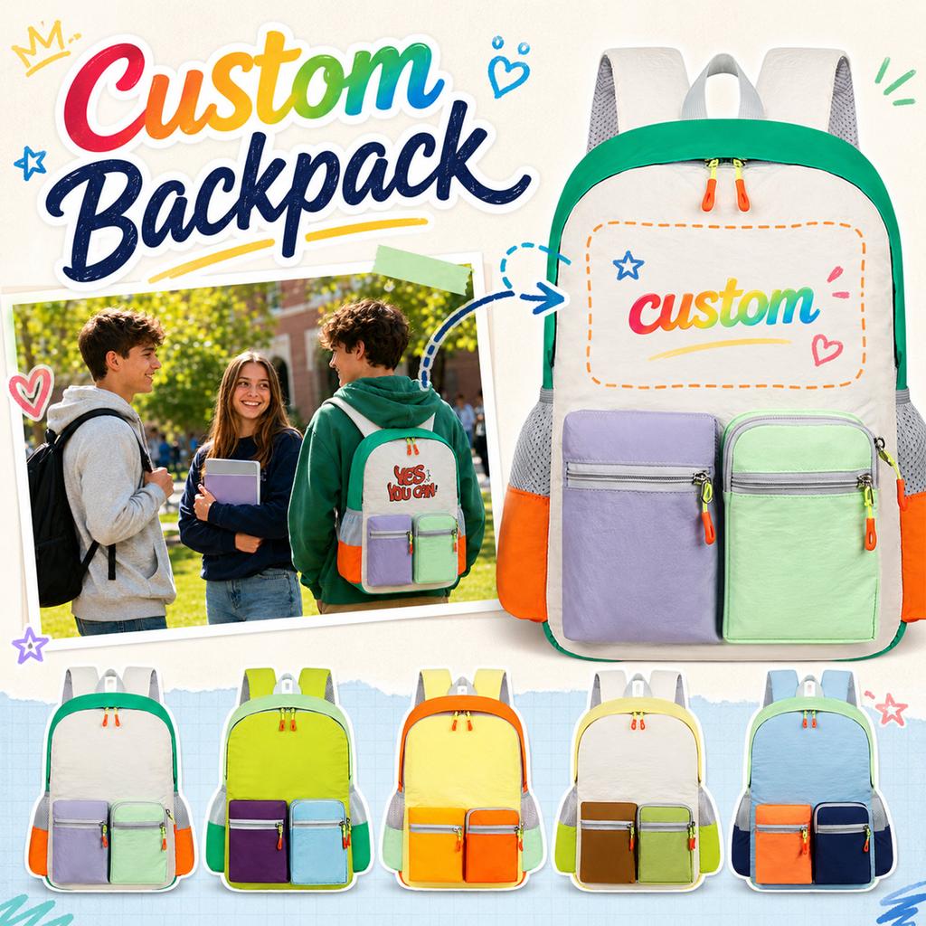 Customizable Kids Backpack - Large Capacity Printed Pattern School Travel Backpack for Boys and Girls