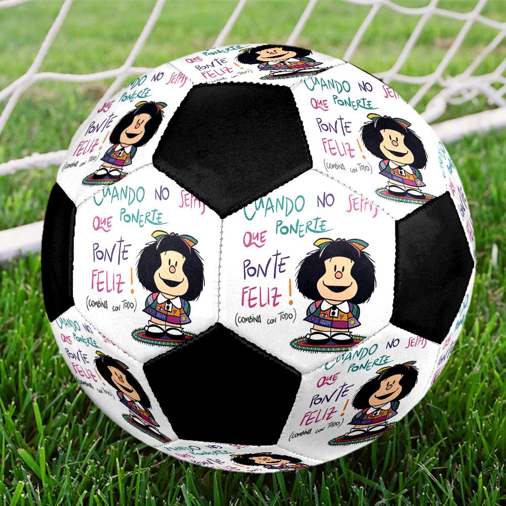 Mafalda Indoor Soccer Ball Colorful Machine Stitched PVC Size 5 Team Training Competition Ready Durable High-Bounce Cool Sports Gift