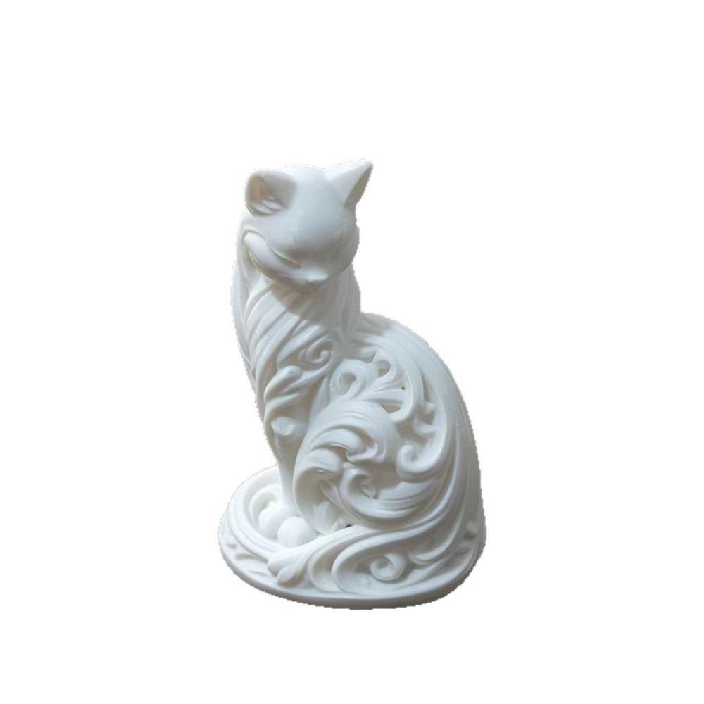 Nordic-Style Cat Statue Cute Home Decor Desktop Cat Ornaments 3D Printed Minimalist Elegant Sitting Cat Sculpture Bedroom Decor