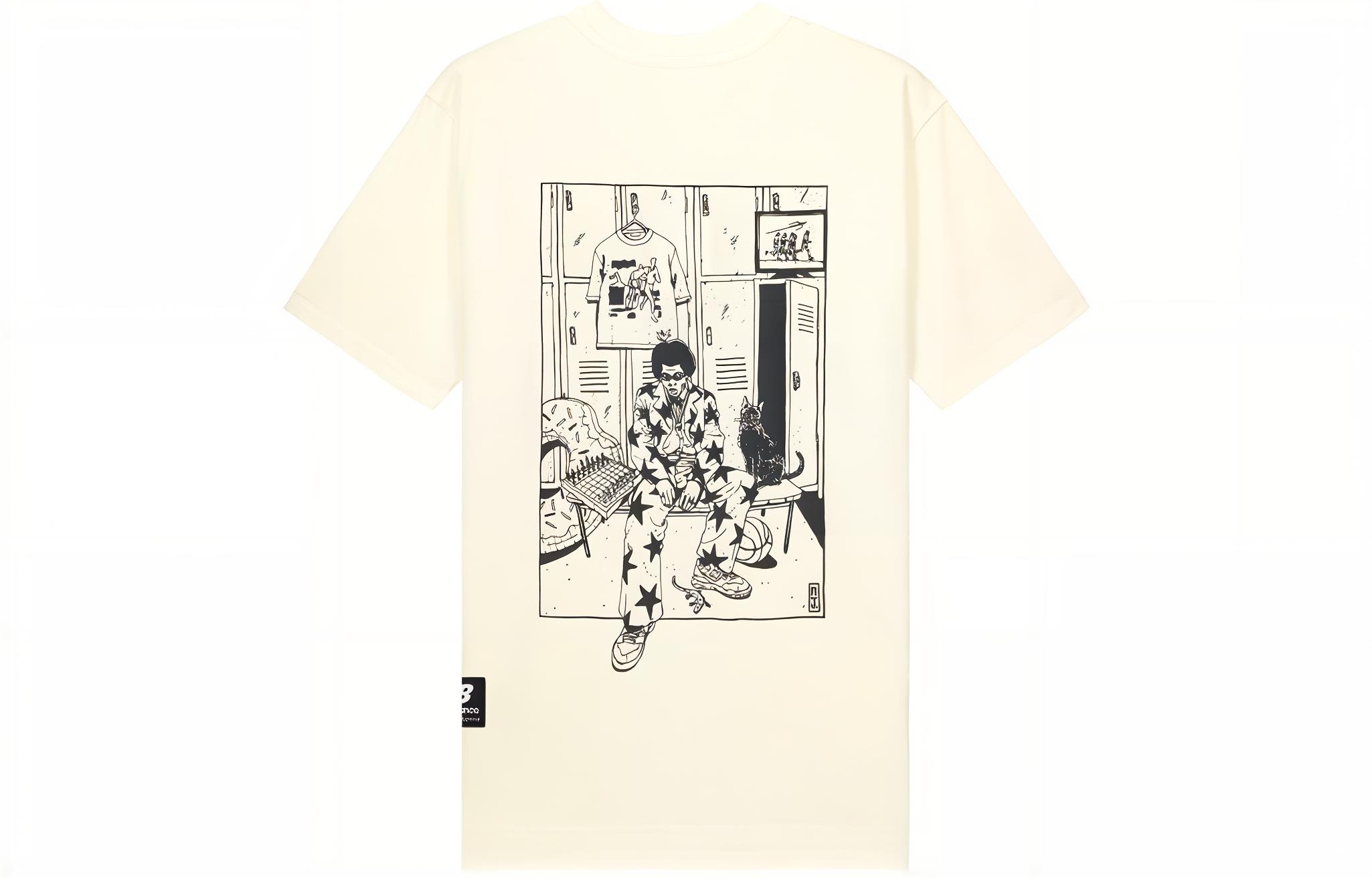 New Balance Mdoelshow T Shirts Men s Ecru Crew Neck Moderate Straight Fit MT33569-SST S