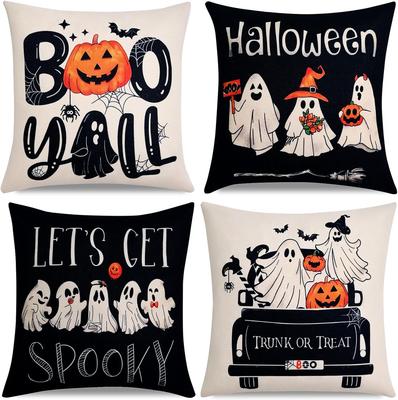 Spooky Halloween Throw Pillows: Boo Y'all, Let's Get Spooky, Trunk or Treat Designs Sofa Cushion Cover, Gift