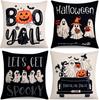 Gruselige Halloween-Dekokissen: Boo Y'all, Lasst uns gruselig werden, Trunk or Treat Designs Sofakissenbezug, Geschenk